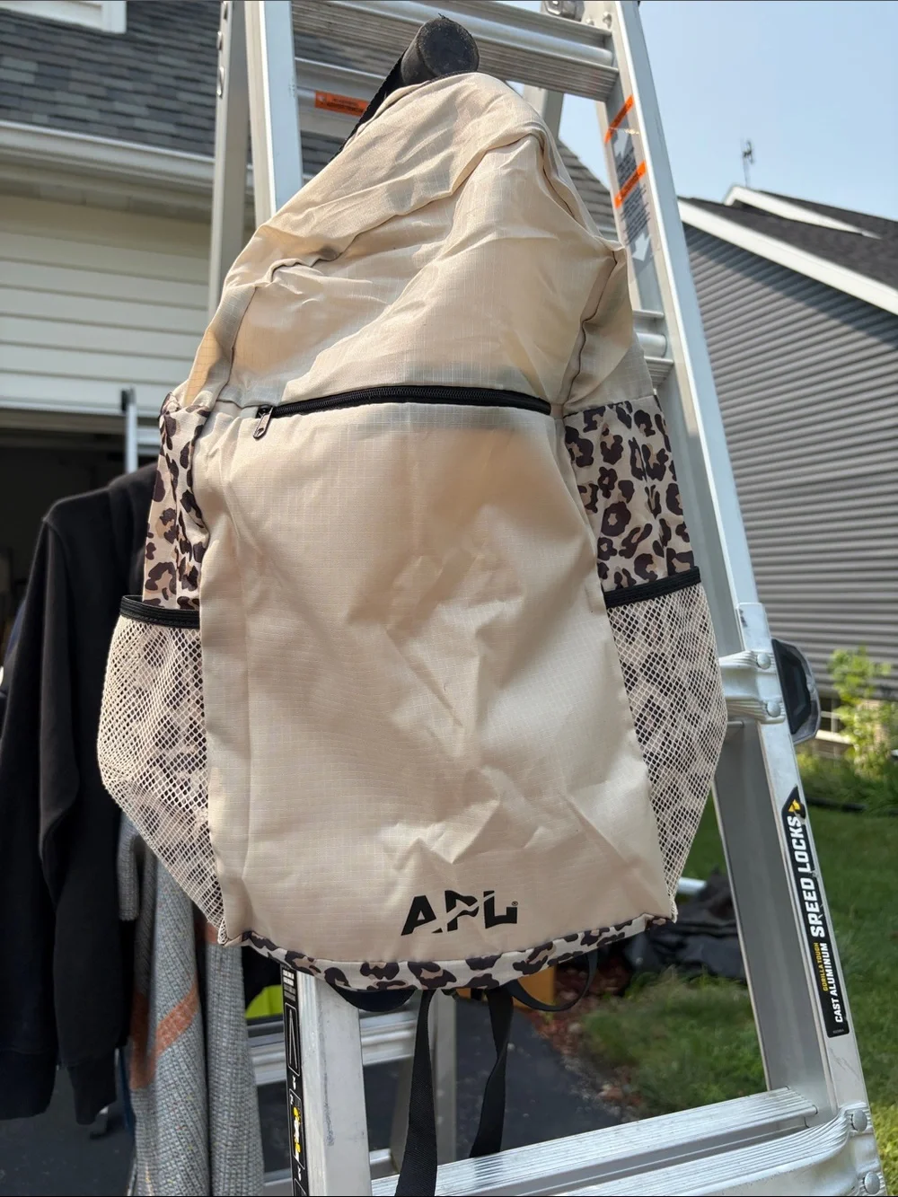 APL Beige Backpack with Leopard Accent